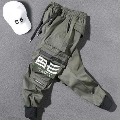 Outdoor Casual Pants Men's, wear-resistant loose-fitting straight-leg, multi-pocket overalls men's trousers