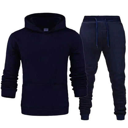 Basic Men/Women 2Pcs/Sets Sweatshirt Hoodies Pants 2024 Male Gyms Fitness Tops Joggers Sportswear Tracksuits